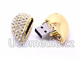 USB srdce s kamínky 16GB zlaté